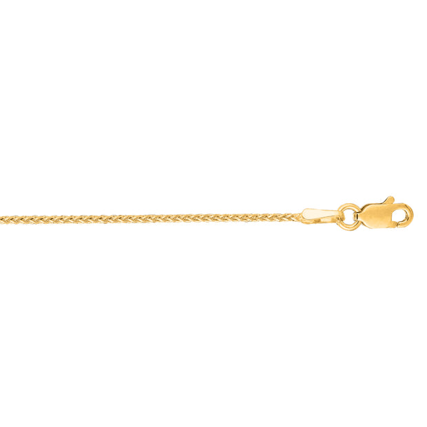 14K Gold 1.1mm Diamond Cut Round Wheat Chain