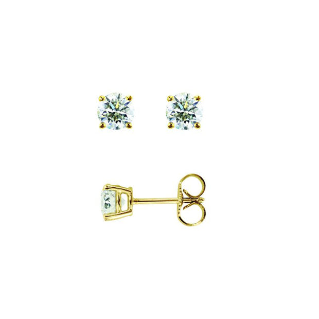 14K Gold .50ct J-K/I1-I2 Round Diamond Stud Earring