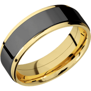 14K Yellow Gold with Polish , Polish Finish and Zirconium Inlay