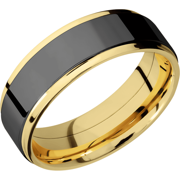 14K Yellow Gold with Polish , Polish Finish and Zirconium Inlay