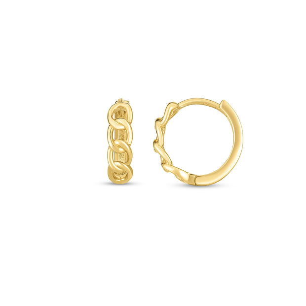 14K Curb Huggie Hoop