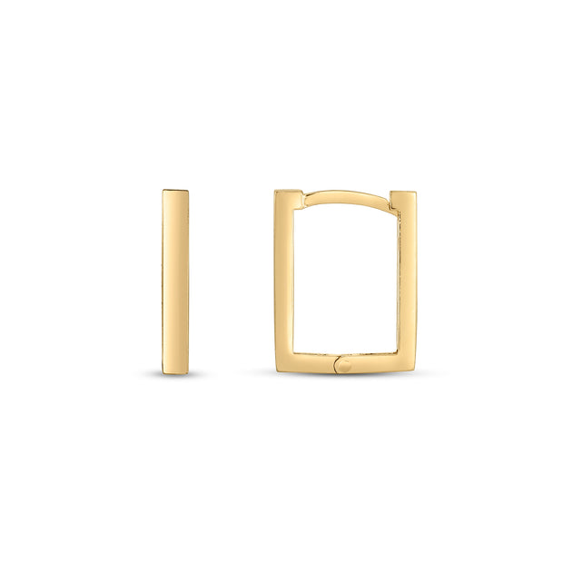 14K Rectangle Huggie Hoops