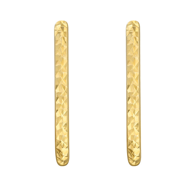 14K Gold Textured Oval Hoops