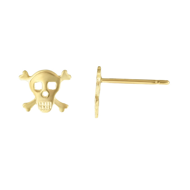 14K Gold Skull Stud Earring