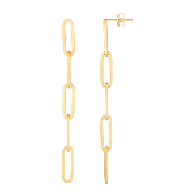 14K Gold Paperclip 5 Link Drop Earring