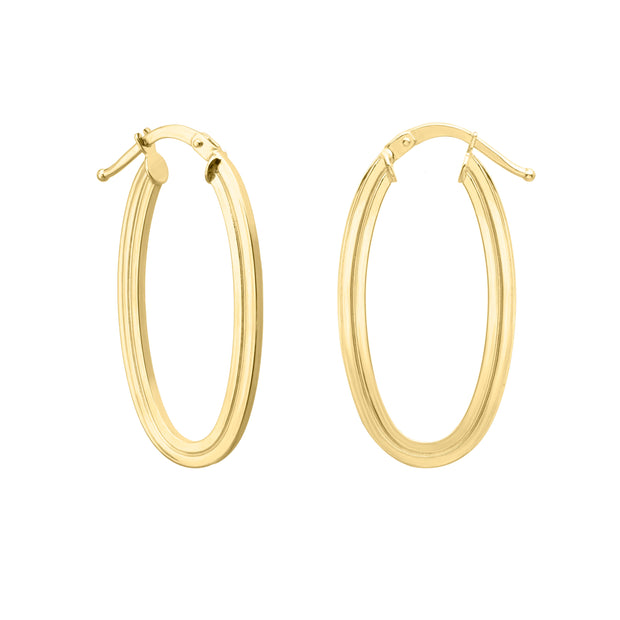 14K Gold Oval Concentric Hoops