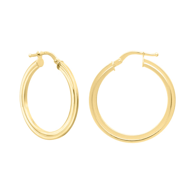 14K Gold Round Concentric Hoops