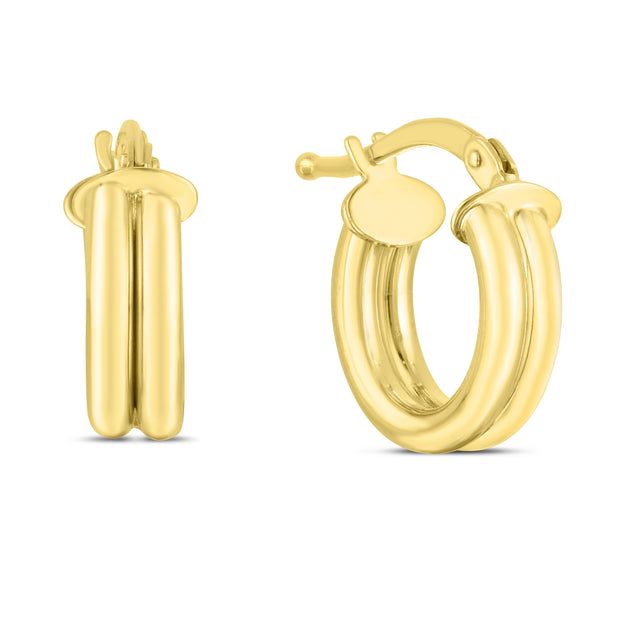 14K Gold 8mm Double Row Round Hoops