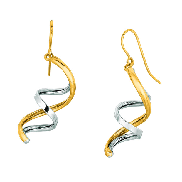 14K Gold Swirl Drop Earring