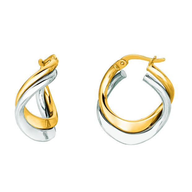 14K Gold Mini Freeform Double Hoop Earring