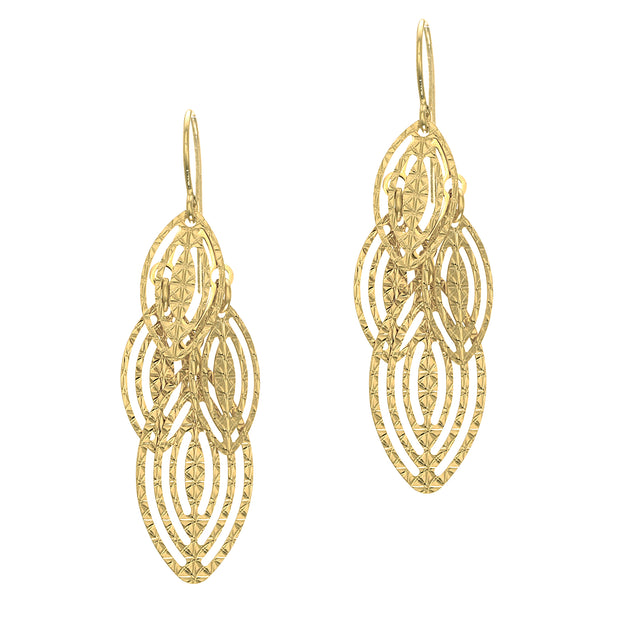 14K Gold Textured Dangle Earring