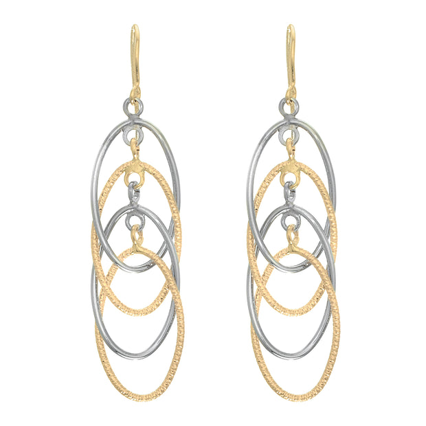 14K Gold Polished Interlocking Oval Dangle Earring