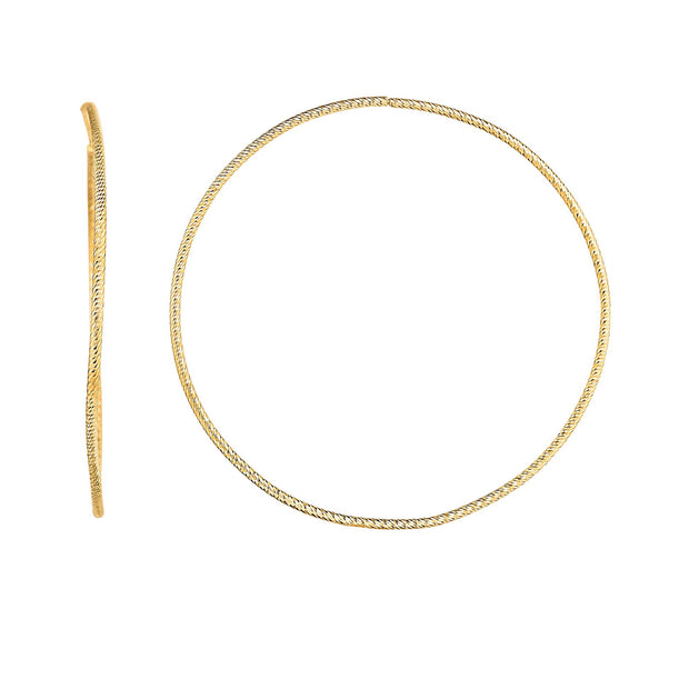 14K Gold 1.2x50mm Diamond Cut Endless Hoops