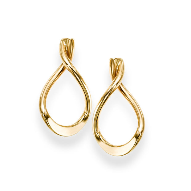 14K Gold Drop Freeform Earring