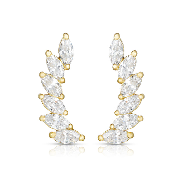 14K Gold Marquise CZ Ear Climber