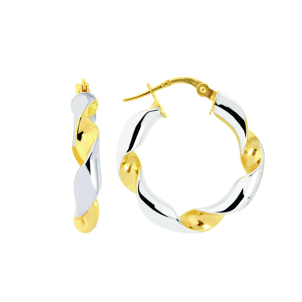 14K Gold Small Round Twist Hoop Earring