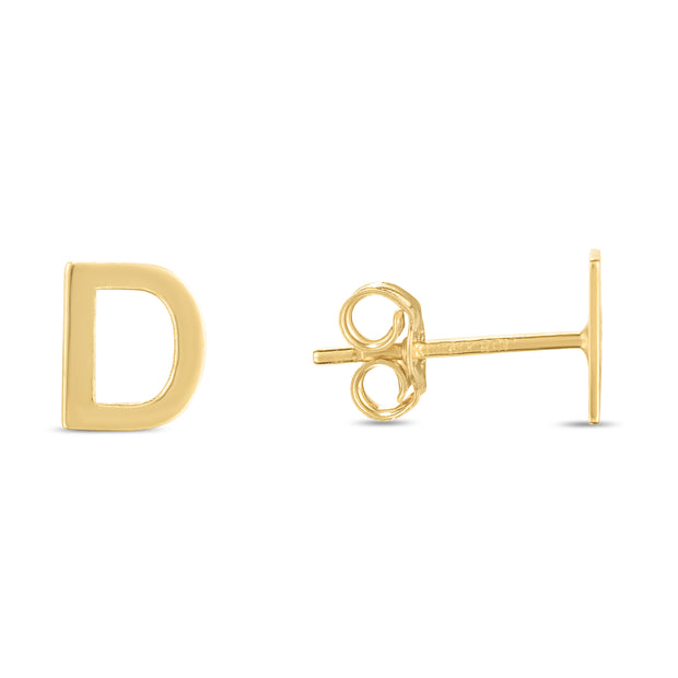 14K Gold Initial D Stud Earring