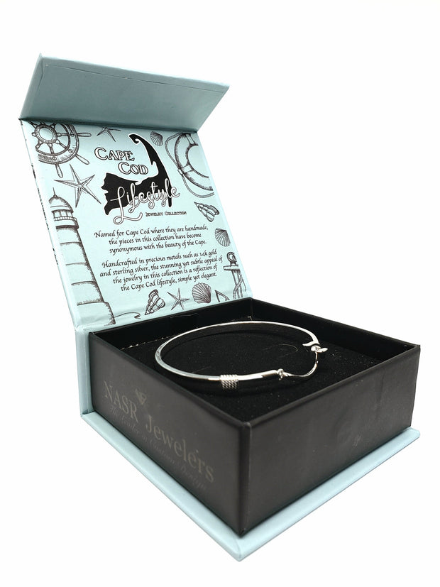 Cape Cod Twist bracelet made in Sterling Silver with a 14k ROSE Gold Ball.