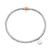 Cape Cod Twist bracelet made in Sterling Silver with a 14k ROSE Gold Ball.