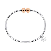 Cape Double Ball 14k ROSE GOLD Bracelet. Made on Cape Cod, Bracelet with double screw ball. Solid 925 Sterling Silver. Cape Cod Lifestyle.