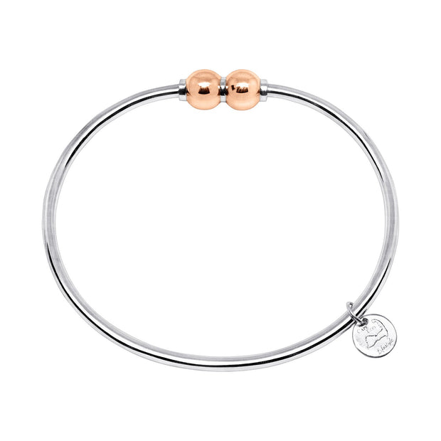Cape Double Ball 14k ROSE GOLD Bracelet. Made on Cape Cod, Bracelet with double screw ball. Solid 925 Sterling Silver. Cape Cod Lifestyle.