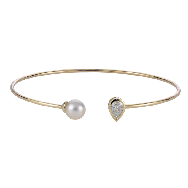 14KT Yellow Gold Akoya Pearl & LGD Bracelet