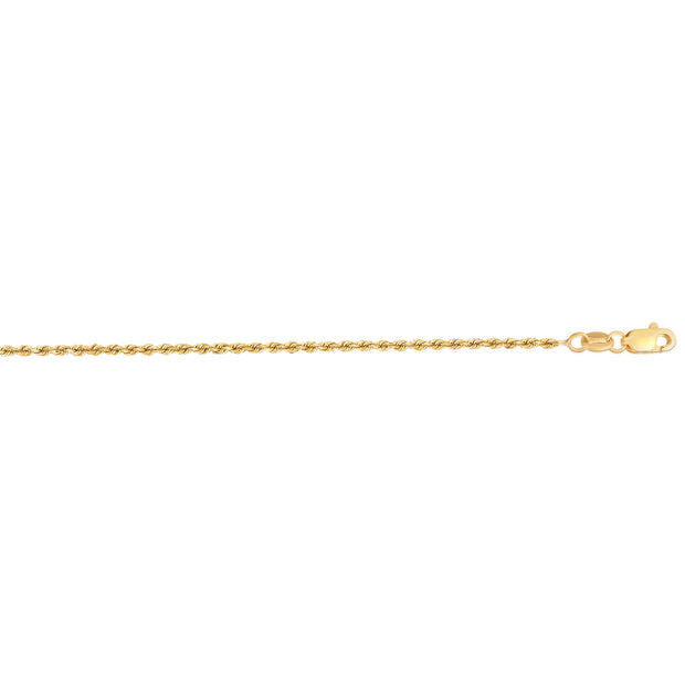 14K Gold 22"" 1.4mm Diamond Cut Royal Rope Chain