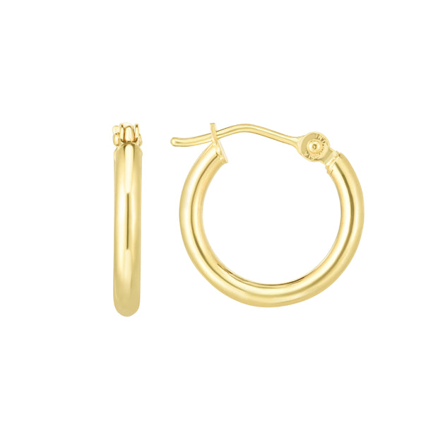 14K Gold 2x15mm Hoops