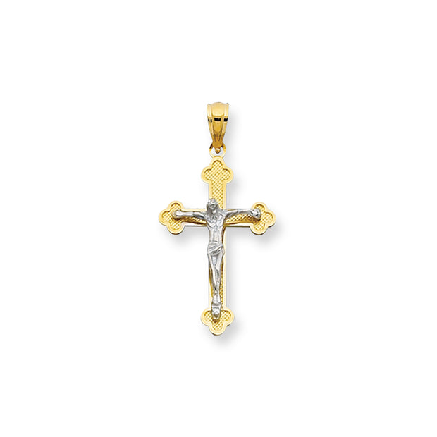 14K Gold Small Scalloped Edge Crucifix Cross