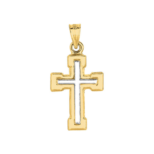 14K Yellow & White Gold Cross