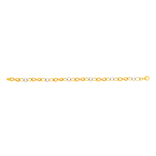 14K Two-tone Gold Infinity Link Bracelet