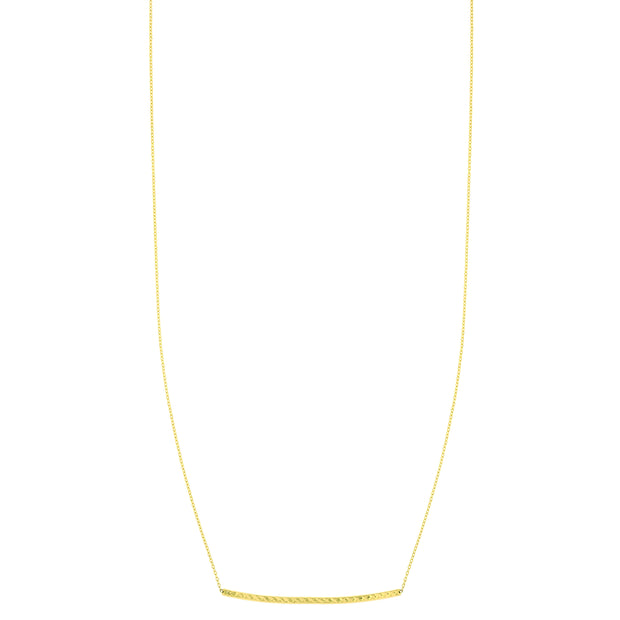 14K Gold Diamond Cut Thin Bar Necklace