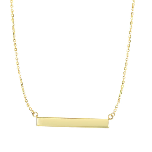 14K Gold Polished Bar Necklace