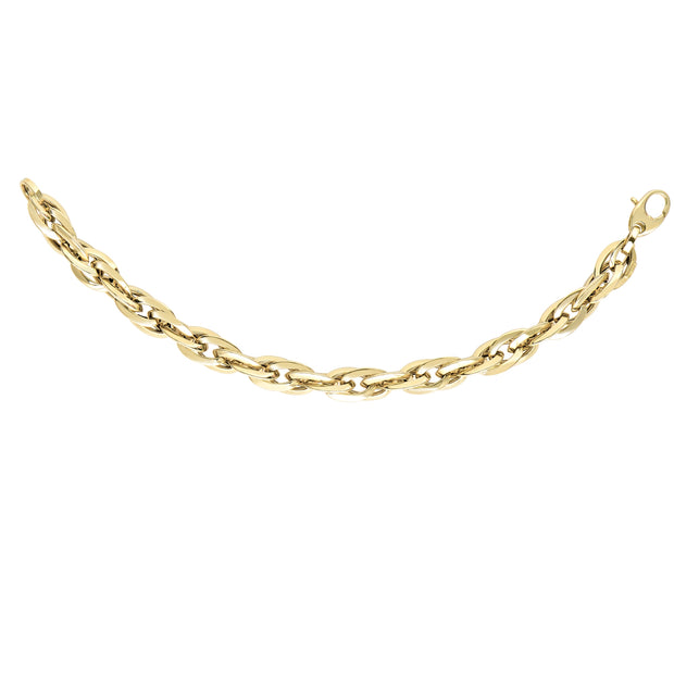 14K Gold Polished Graduated Double Oval Link Chain