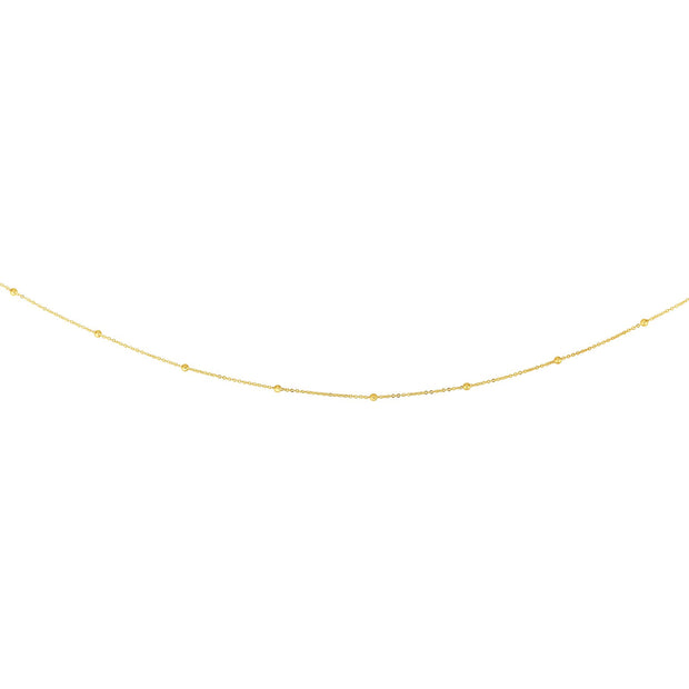 14K Gold 1.8mm Polished Bead Saturn Chain