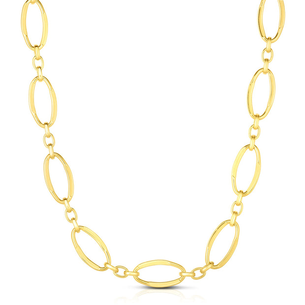 14K Gold Polished Three Plus One Oval Link Chain