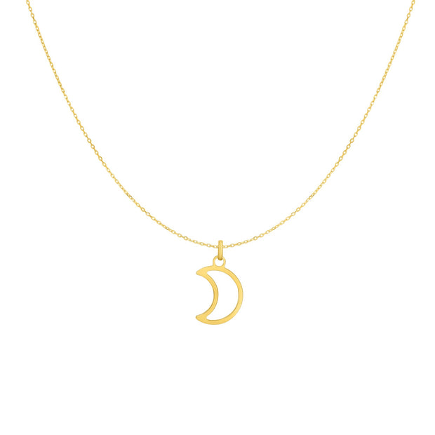 14K Gold Open Moon Necklace