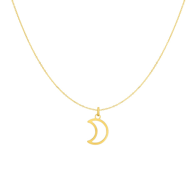 14K Gold Open Moon Necklace