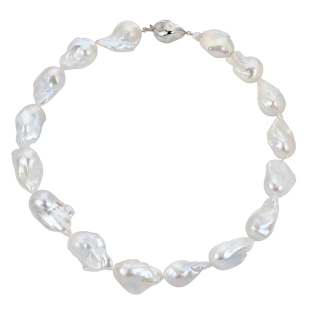 Sterling Silver Freshwater Baroque Pearl Necklace