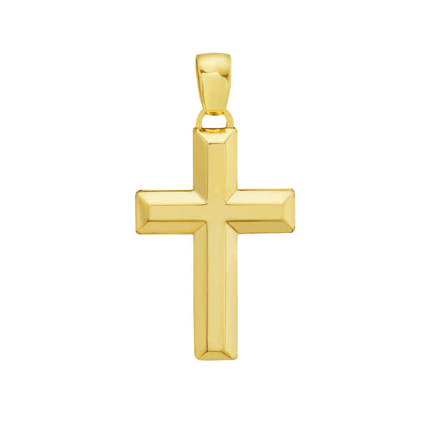 14K Beveled Cross Pendant