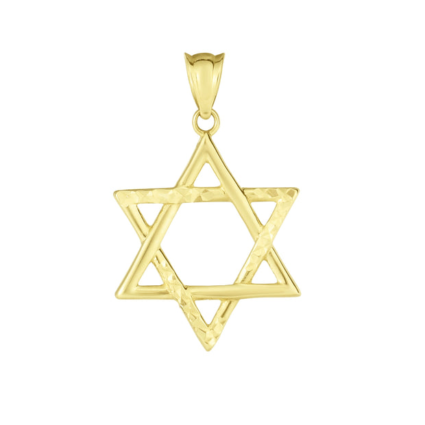 14K Gold Polished & Diamond Cut Star of David