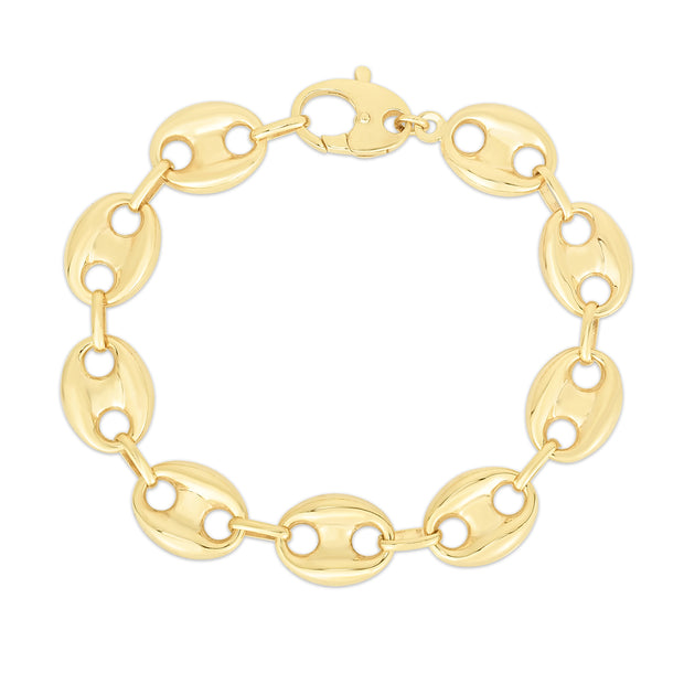 14K Gold 15mm Puffed Mariner Link Necklace