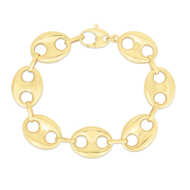 14K Gold 21mm Puffed Mariner Link Bracelet