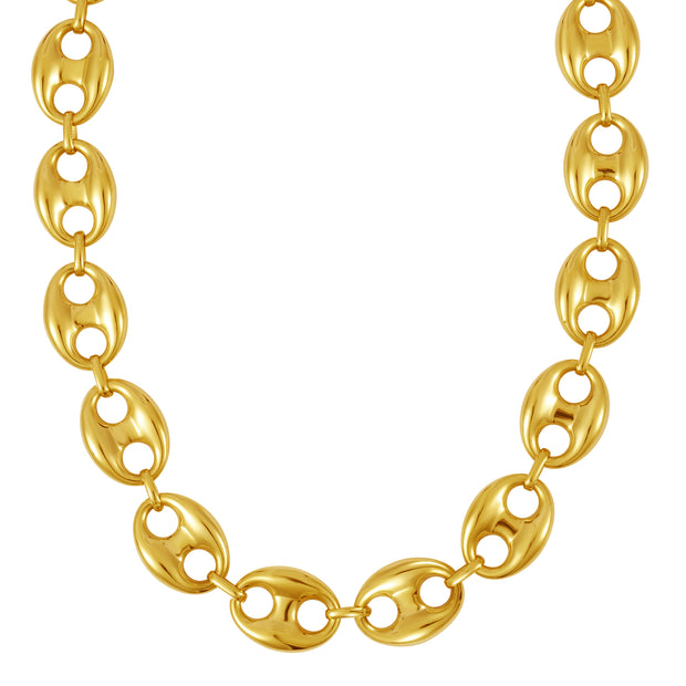 14K Gold 16mm Puffed Mariner Link Bracelet