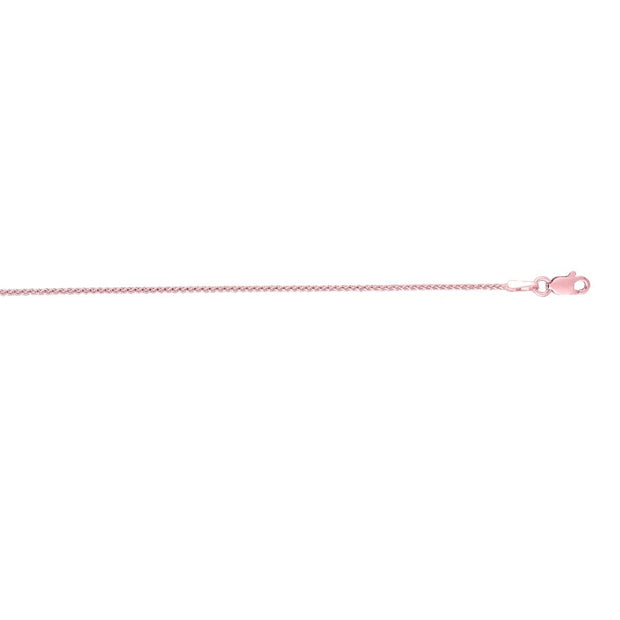 14K Gold 1mm Diamond Cut Round Wheat Chain