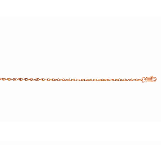 14K Gold 1.0mm Machine Rope Chain (Carded)