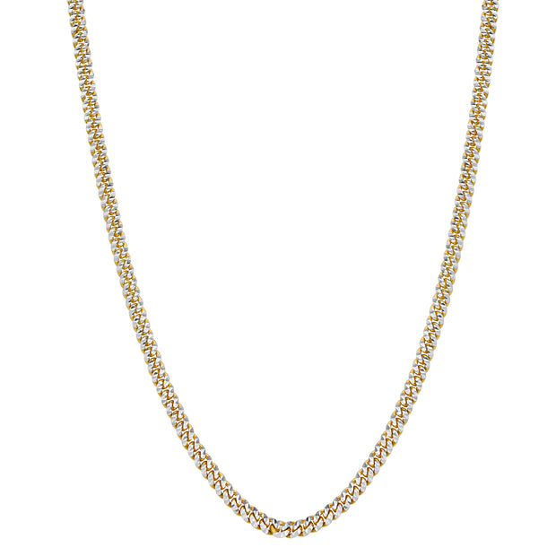 14K 4mm Pave Classic Miami Cuban Chain