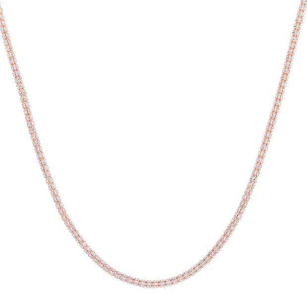 14K Rose 3.3mm Two-Tone Fancy Ice Chain