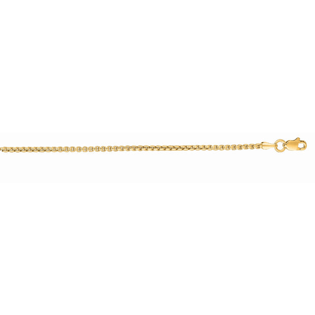 14K Gold 1.3mm Lite Round Box Chain