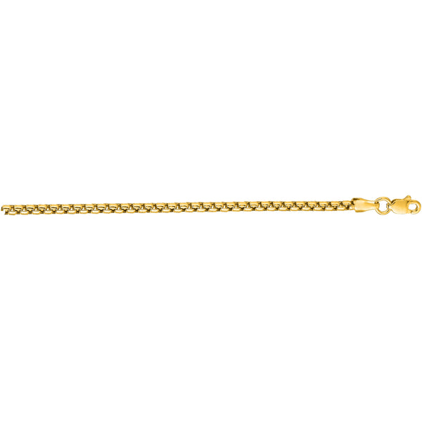 14K Gold 3.4mm 24"" Lite Round Box Chain